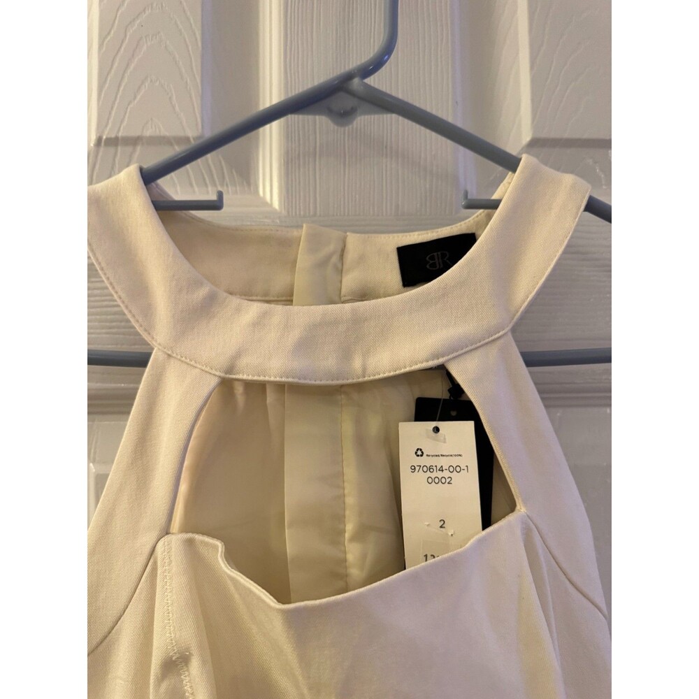 Banana Republic Monogram Ivory Cutout Sheath Dress Sz 2 Sleeveless Mini NWT - Picture 9 of 13